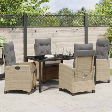 Trädgårdsmöbelset med kudde 5 pcs Beige konstrotting