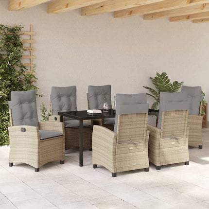 Trädgårdsmöbelset med kudde 7 pcs Beige konstrotting