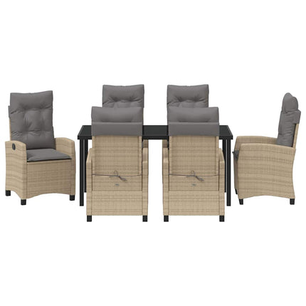 Trädgårdsmöbelset med kudde 7 pcs Beige konstrotting