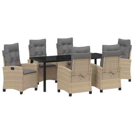 Trädgårdsmöbelset med kudde 7 pcs Beige konstrotting
