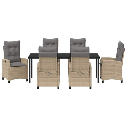 Trädgårdsmöbelset med kudde 7 pcs Beige konstrotting