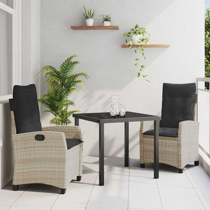 Trädgårdsmöbelset med kudde 3 pcs Ljusgrå konstrotting