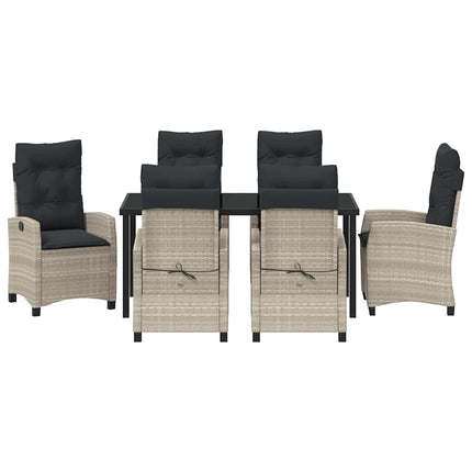 Trädgårdsmöbelset med kudde 7 pcs Ljusgrå konstrotting