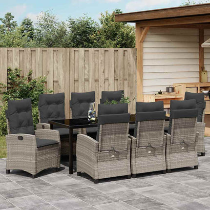 Trädgårdsmöbelset med kudde 9 pcs Ljusgrå konstrotting