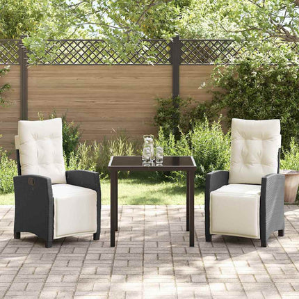 Trädgårdsmöbelset med kudde 3 pcs Svart konstrotting