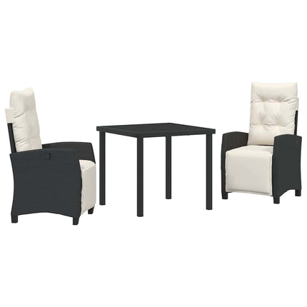 Trädgårdsmöbelset med kudde 3 pcs Svart konstrotting