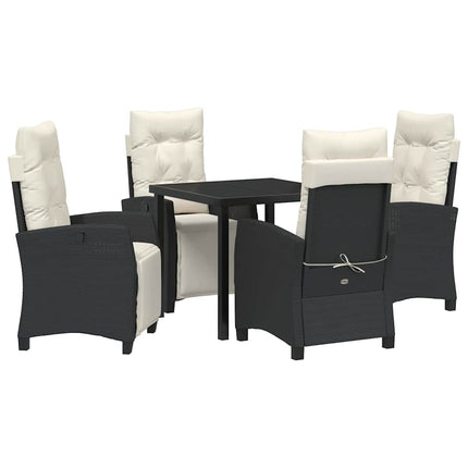 Trädgårdsmöbelset med kudde 5 pcs Svart konstrotting