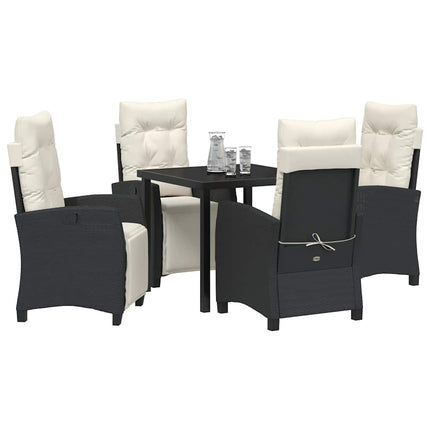 Trädgårdsmöbelset med kudde 5 pcs Svart konstrotting