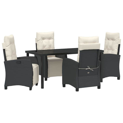 Trädgårdsmöbelset med kudde 5 pcs Svart konstrotting