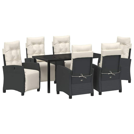 Trädgårdsmöbelset med kudde 7 pcs Svart konstrotting