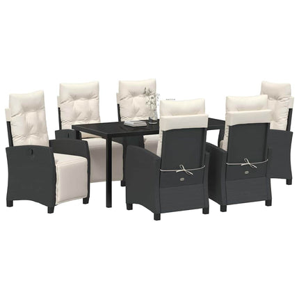 Trädgårdsmöbelset med kudde 7 pcs Svart konstrotting