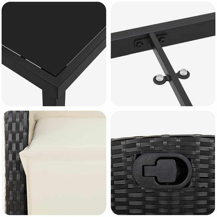 Trädgårdsmöbelset med kudde 9 pcs Svart konstrotting