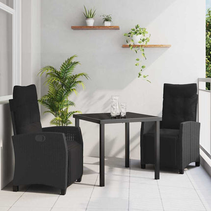 Trädgårdsmöbelset med kudde 3 pcs Svart konstrotting