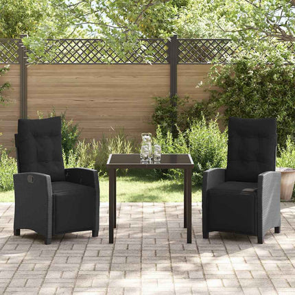 Trädgårdsmöbelset med kudde 3 pcs Svart konstrotting