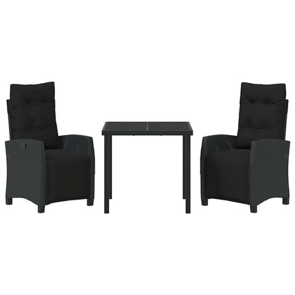 Trädgårdsmöbelset med kudde 3 pcs Svart konstrotting