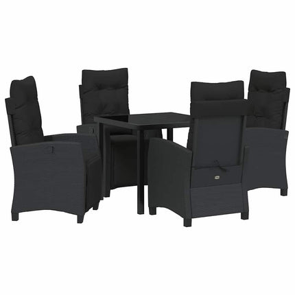 Trädgårdsmöbelset med kudde 5 pcs Svart konstrotting