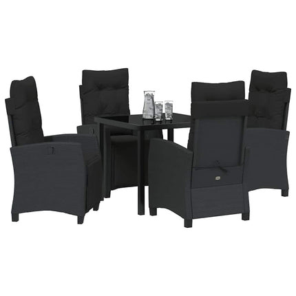 Trädgårdsmöbelset med kudde 5 pcs Svart konstrotting