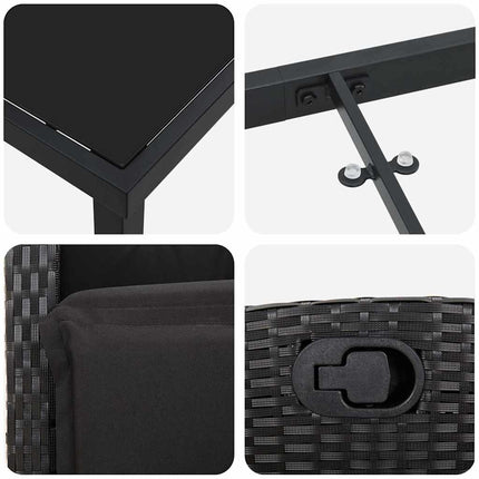 Trädgårdsmöbelset med kudde 5 pcs Svart konstrotting