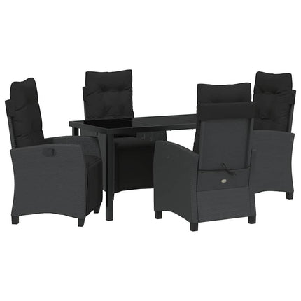 Trädgårdsmöbelset med kudde 5 pcs Svart konstrotting