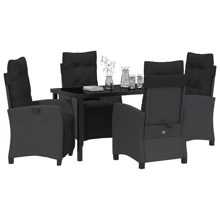 Trädgårdsmöbelset med kudde 5 pcs Svart konstrotting