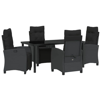 Trädgårdsmöbelset med kudde 5 pcs Svart konstrotting
