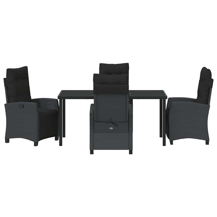 Trädgårdsmöbelset med kudde 5 pcs Svart konstrotting
