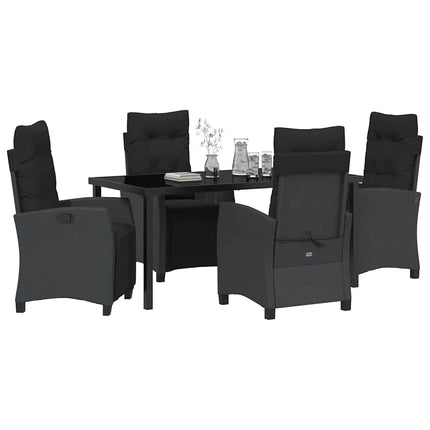 Trädgårdsmöbelset med kudde 5 pcs Svart konstrotting