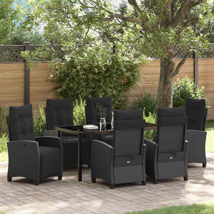 Trädgårdsmöbelset med kudde 7 pcs Svart konstrotting