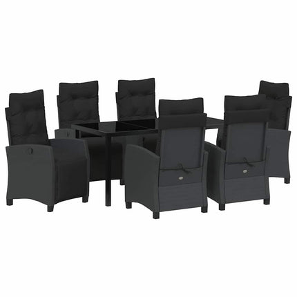 Trädgårdsmöbelset med kudde 7 pcs Svart konstrotting