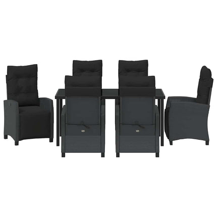 Trädgårdsmöbelset med kudde 7 pcs Svart konstrotting
