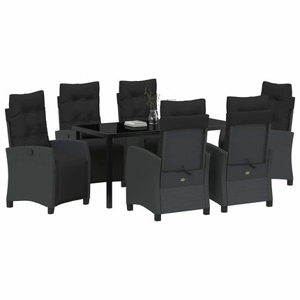 Trädgårdsmöbelset med kudde 7 pcs Svart konstrotting