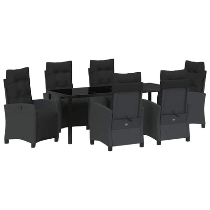 Trädgårdsmöbelset med kudde 7 pcs Svart konstrotting