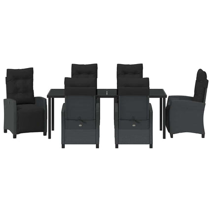 Trädgårdsmöbelset med kudde 7 pcs Svart konstrotting