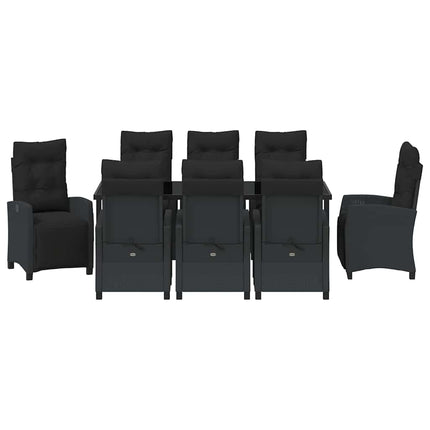 Trädgårdsmöbelset med kudde 9 pcs Svart konstrotting