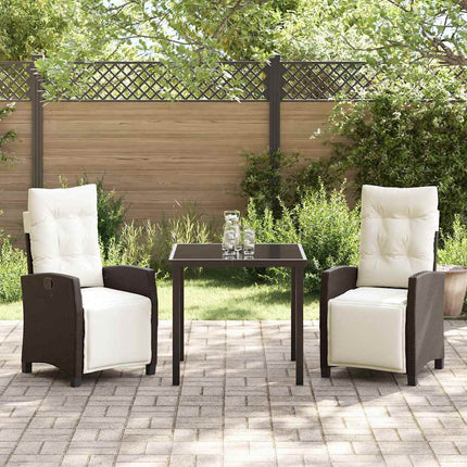 Trädgårdsmöbelset med kudde 3 pcs Brun konstrotting