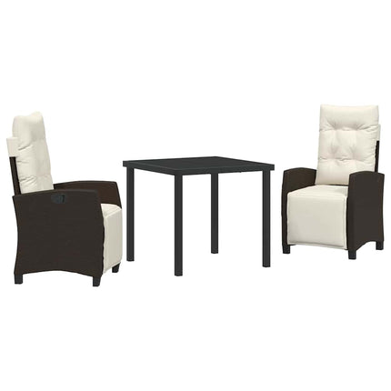 Trädgårdsmöbelset med kudde 3 pcs Brun konstrotting