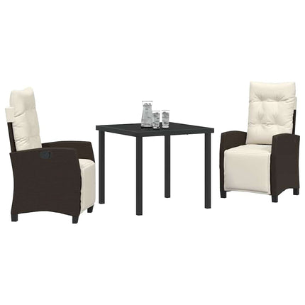 Trädgårdsmöbelset med kudde 3 pcs Brun konstrotting