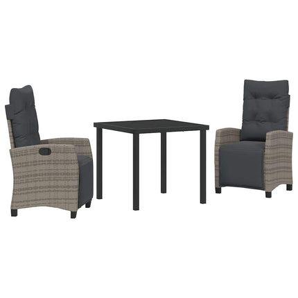 Trädgårdsmöbelset med kudde 3 pcs Grå konstrotting