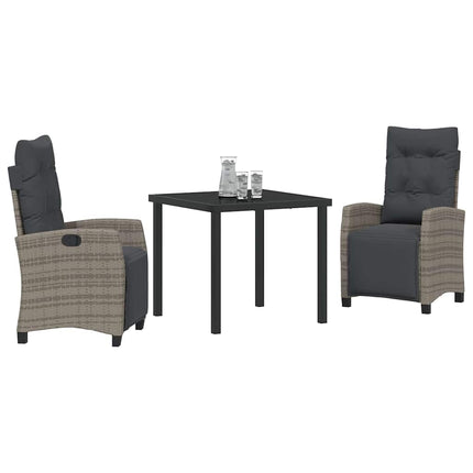 Trädgårdsmöbelset med kudde 3 pcs Grå konstrotting