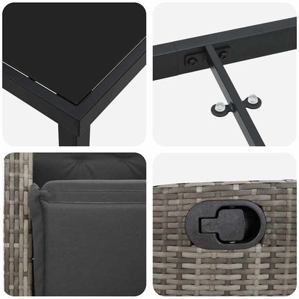 Trädgårdsmöbelset med kudde 5 pcs Grå konstrotting