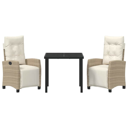 Trädgårdsmöbelset med kudde 3 pcs Beige konstrotting