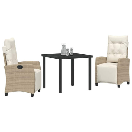 Trädgårdsmöbelset med kudde 3 pcs Beige konstrotting