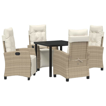 Trädgårdsmöbelset med kudde 5 pcs Beige konstrotting