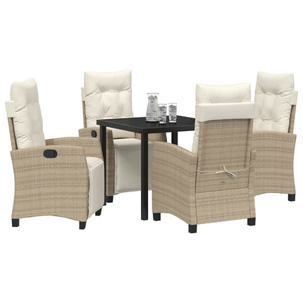 Trädgårdsmöbelset med kudde 5 pcs Beige konstrotting