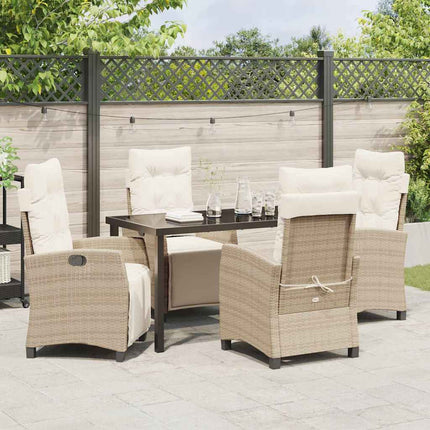 Trädgårdsmöbelset med kudde 5 pcs Beige konstrotting