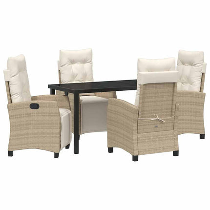 Trädgårdsmöbelset med kudde 5 pcs Beige konstrotting