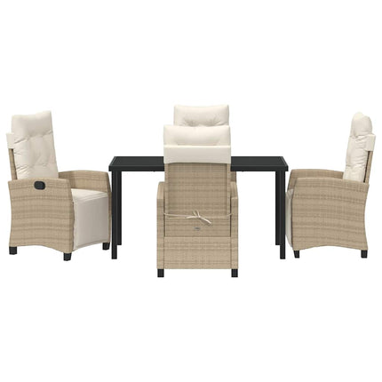 Trädgårdsmöbelset med kudde 5 pcs Beige konstrotting