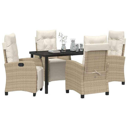 Trädgårdsmöbelset med kudde 5 pcs Beige konstrotting