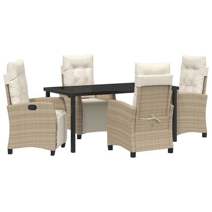 Trädgårdsmöbelset med kudde 5 pcs Beige konstrotting