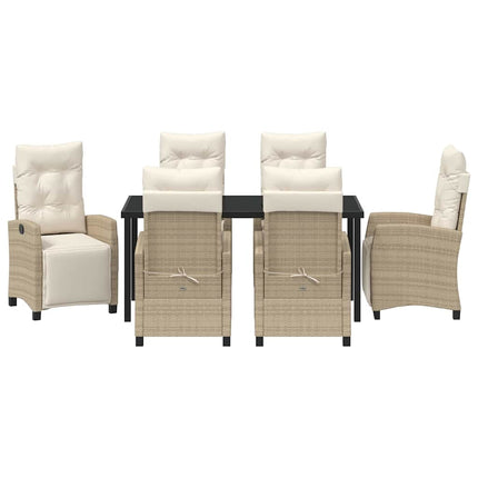 Trädgårdsmöbelset med kudde 7 pcs Beige konstrotting